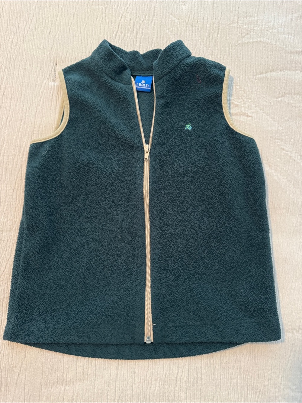 J. Bailey Kids Green Fleece Vest with Tan Trim